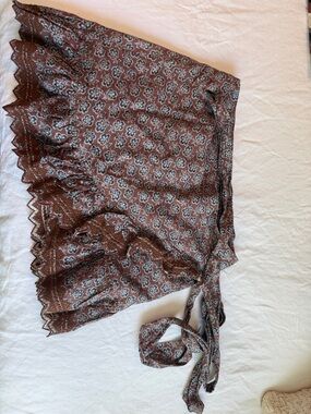 American Eagle Outfitters Brown Floral Wrap Skirt